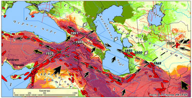 Карта разломов земной коры Турции и даты 